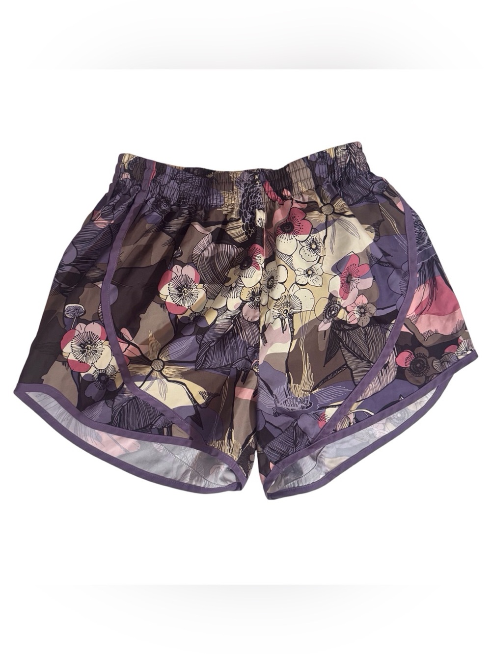 Nike Women’s Size Small Purple Floral Running Shorts Lounge Gym Yoga Outdoors